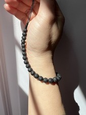 Lava Rock Beaded Writer Strap, Black Phone Wrist Strap, Wallet Holder Strap