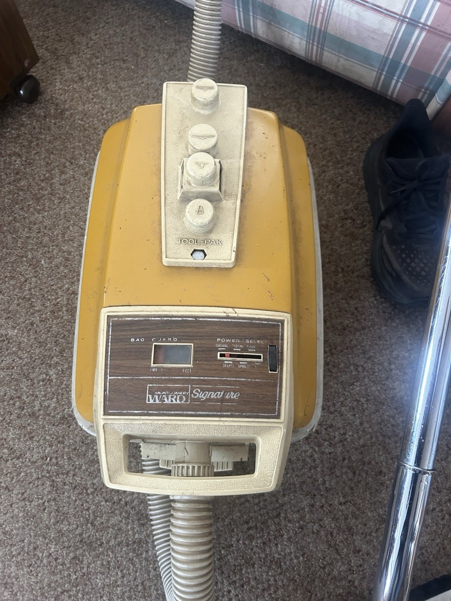 Montgomery Ward Signature Canister Vacuum Yellow Beige Power