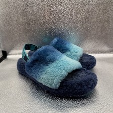 Size 6 UGG Fluff Yeah Slide Gradient Blue Kids Slingback Fuzzy Slipper 1120772K