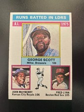 1976 Topps #196 - 1975 A.L. Runs Batted In Leaders - Scott, Mayberry, Lynn