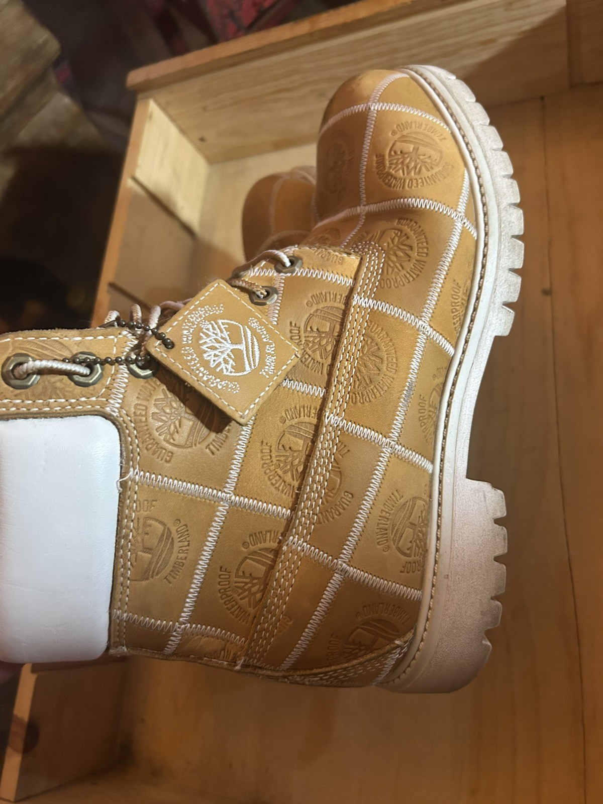 Euc Timberland Waterproof Boot Patchwork - Wheat … - image 6