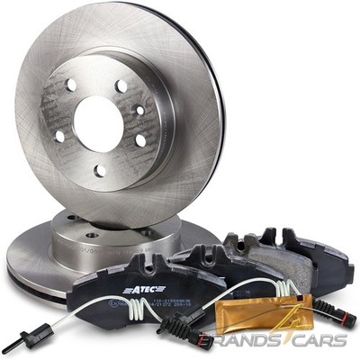 ATEC 2x BREMSSCHEIBE+SATZ BREMSBELÄGE+WARNKONTAKT VORNE FÜR MERCEDES VITO W-638