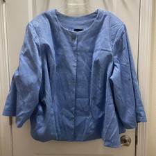 Maggie Barnes Womens 4X Blue Floral Brocade Jacket Blazer