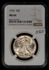1934 50c Walking Liberty Silver Half Dollar - Flashy PQ - NGC MS 64 - SKU-B5671