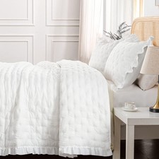 2-Piece Twin Quilt Set - Soft Warm Ultrasonic Reversible Pleated