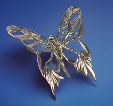 John Hardy Signed Large Butterfly Silver Tone Dress or Scarf Clip Designer