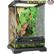 Reptile Terrarium Glass W/ Ventilation Waterproof Dual Lock Doors Indoor Use