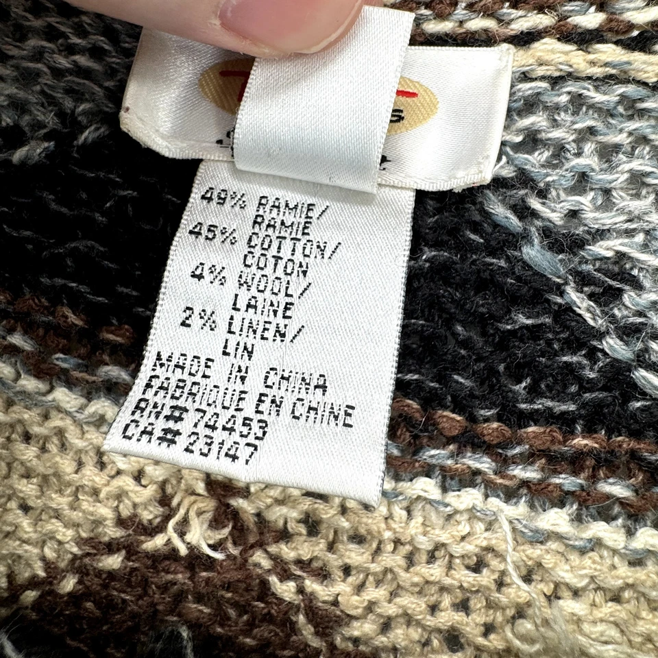 Cárdigan suéter Talbots para mujer XL tejido a mano abotonado vintage Grandpacore marrón Foto 3 de 4