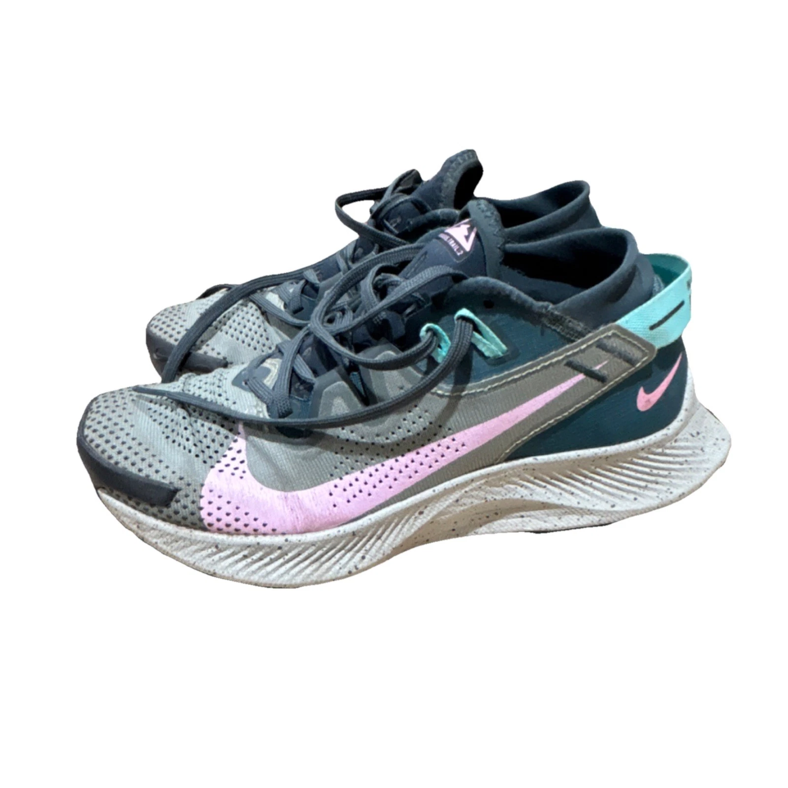 Women’s Nike Pegasus Trail Men’s Lace Up Low Top Running Sneakers Gray Pink Teal