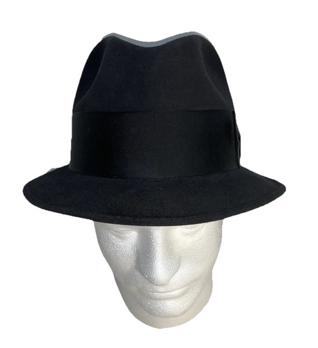 Vintage 1950’s Dobbs Fifth Avenue NY Hat Black Wool Fedora Side Feathers Sz S/M - Picture 14 of 22