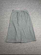 Vintage Gray Wool Skirt Womens 9-10 Button Front Midi A-Line Dry Clean Only 80s
