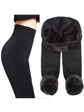 Ladies Warm Winter Velvet Leggings Thick Fleece Lined High Waisted Stretch Pants