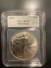 U.S. Mint American Eagle 2000 ICG MS70 Silver 1 oz Coin, Cert# 8336740422
