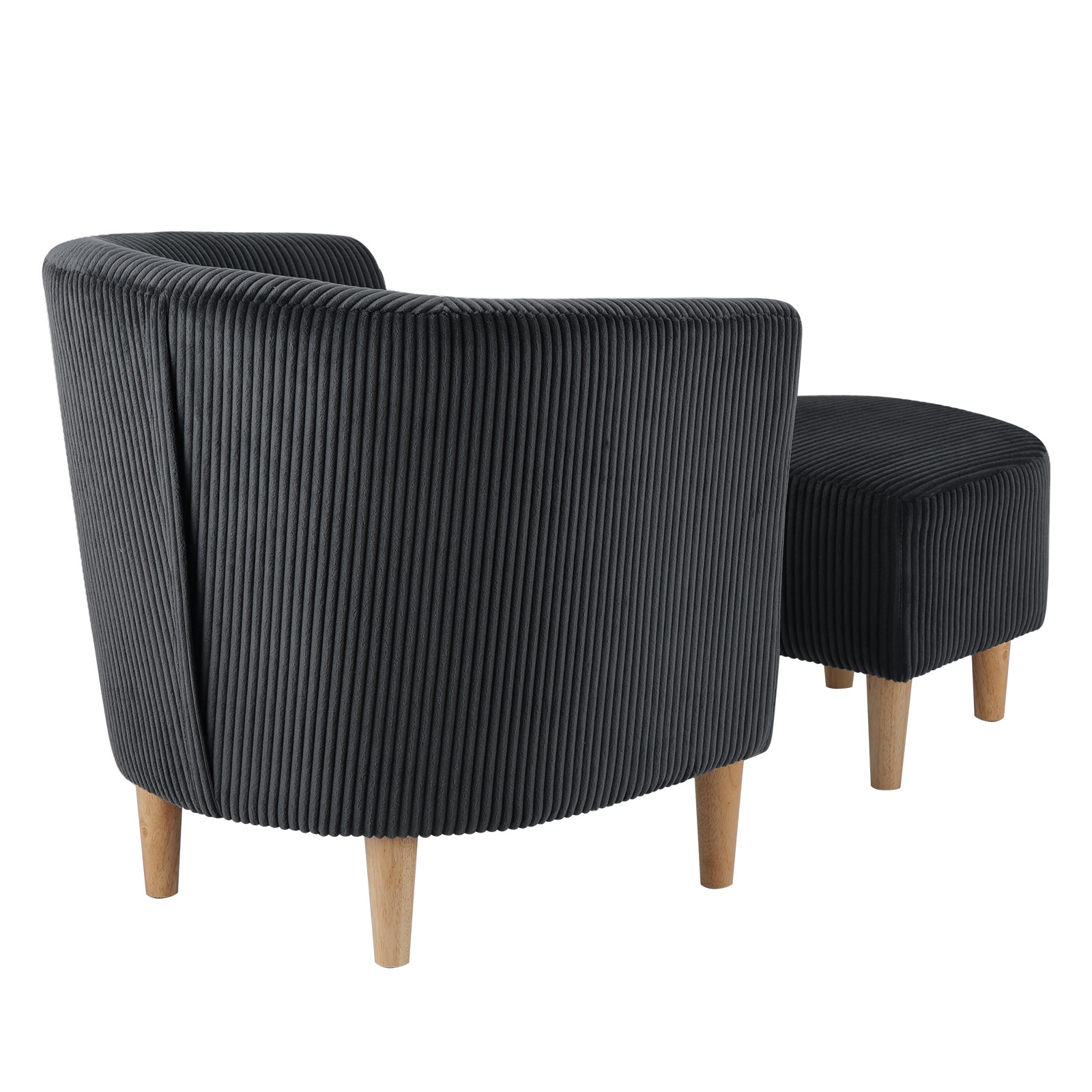 Accent Modern Armchair Swivel Single Sofa w/Ottoman Chair Black for Living Room