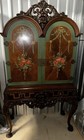 Antique Georgian Style Chinoiserie Hand-painted China Cabinet Silver Chest