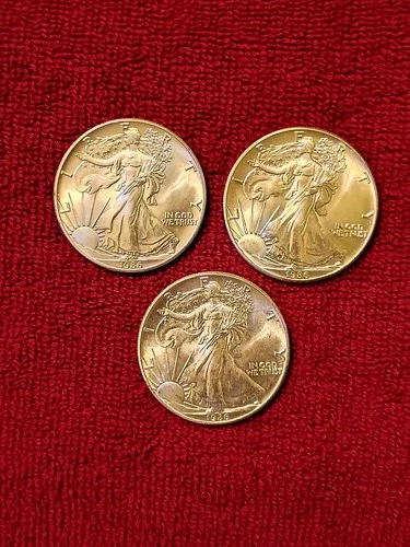 1986 American Silver Eagle 1 Oz.  Lot of 3 Brilliant Uncirculated