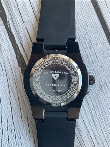 Swiss Legend Expedition 200 metri movimento orologio subacqueo nero nero bianco gomma - Foto 5 di 8