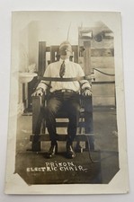 Lincoln Nebraska Man in Electric Chair Prison Interior View RPPC Photo Postcard