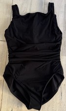 Miraclesuit High Neck Size 14 Swimsuit One Piece Solid Black