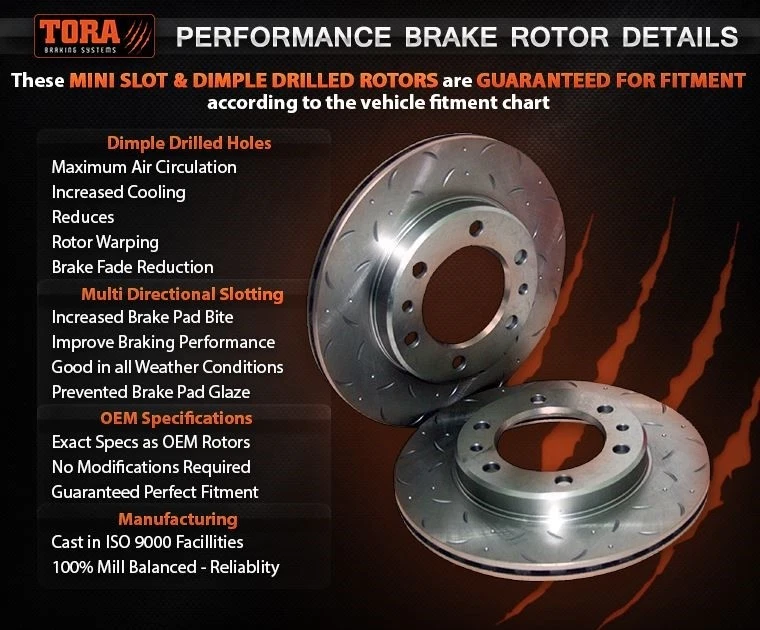 Front & Rear Slotted Drilled Disc Rotors + Brake Pads for Ford BA BF FG Falcon - image 3 of 3