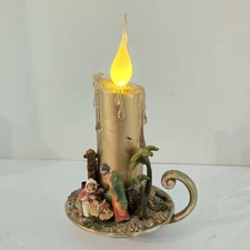 ROMAN INC Flameless Battery Operated Christmas Nativity Scene 7" Candle Creche