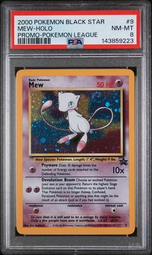2000 POKEMON PROMO BLACK STAR POKEMON LEAGUE #9 MEW-HOLO PSA 8
