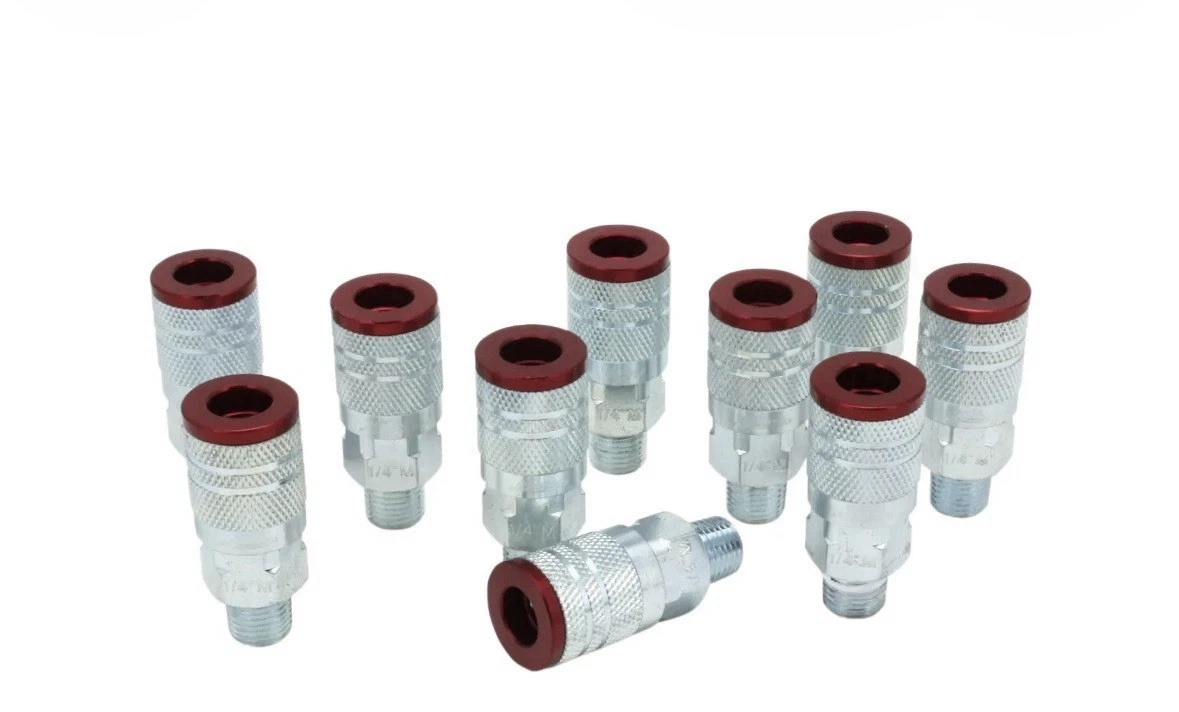 Milton COLORFIT Couplers (M-STYLE, Red) - 1/4" NPT Male (Box of 10) photo 3