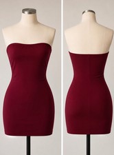 Boohoo - Burgundy / Wine Bandeau Strapless Mini Dress Size 12 - BNWT