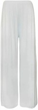 Ladies Palazzo Wide Leg Flared Elasticated Stretch Plain Trousers Womens Wide UK
