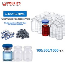 1000PCS 2/3/5/10/20ml Glass Vials Headspace Vials Lab Vials w/ Caps Crimp Top US