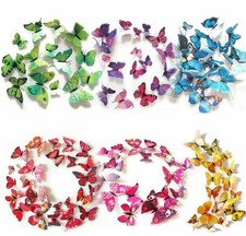 24Pcs X 3D Butterfly Wall Stickers: Removable Decals Kids Nursery Wedding Decor