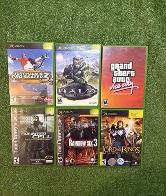 Lot of 6 Xbox Games -GTA Vice City/tony Hawk/Halo/Splinter Cell/rainbow 6/ LOTR