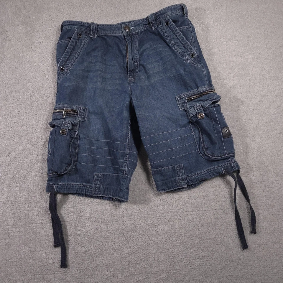 Pantalones Cortos Carga Parish Nation Para Hombres 34 Azul Bolsillos Utilitarios Cordón Ropa de Calle Foto 2 de 4