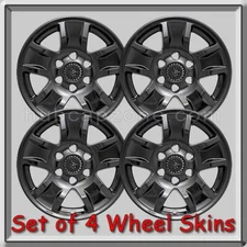 Black Chevy Chevrolet Silverado 1500 Truck 2014-2018 Black Wheel Skins Hubcaps