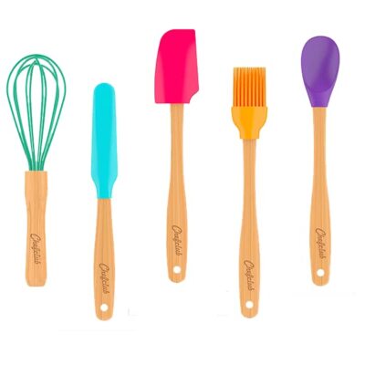 Chefclub Kids Cooking 5Piece Utensils Set-Heat Resistant Non Stick Silicone Tool