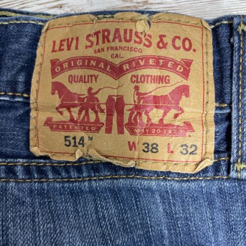 Levi's Men's 514 Size 38x32 Straight Regular Fit Blue Cotton Jeans faded - Picture 3 of 11