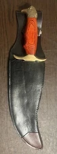 Knife, Vintage Pakistan Knife with Leather Sheath, Chipaway Cutlery. St Steele.