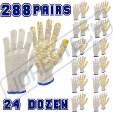 Palm Coated Dotted Work Gloves Poly Cotton PVC Dots String Knit 288 pairs Lot