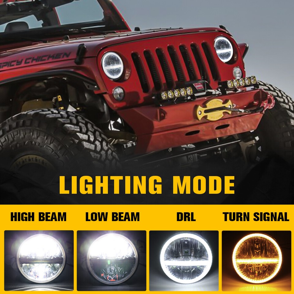7" Round LED Headlight Hi/Lo DRL For Chevy Truck 47-1957 C20/30 Pickup