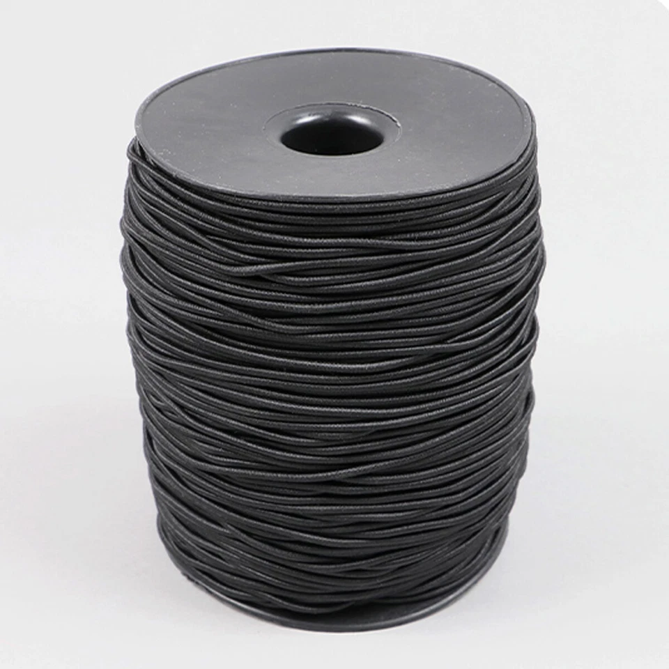 MARKENLOS GUMMIBAND RUNDGUMMI GUMMIKORDEL HUT GUMMI BAND ø 2,2mm SCHWARZ ELASTIKBAND