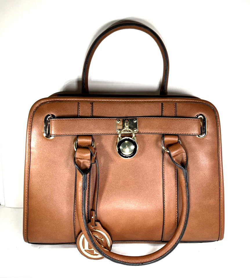 Bolso de hombro Dasein grande marrón imitación cuero estructurado Foto 3 de 4