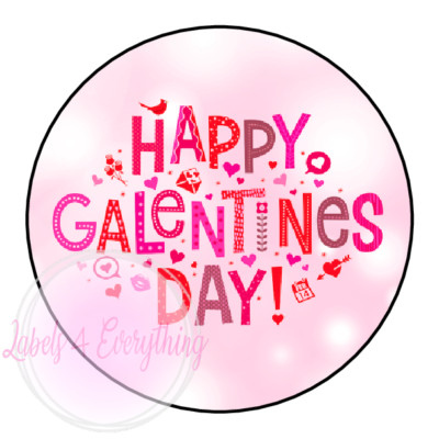 Galentines Day Stickers Pink Bokeh Love Label Tags Gift Sweet Cones Pink