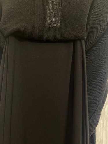 NWT $398 Eileen Fisher Black Polished Organic Linen Rib Round Neck Dress M - Picture 7 of 9