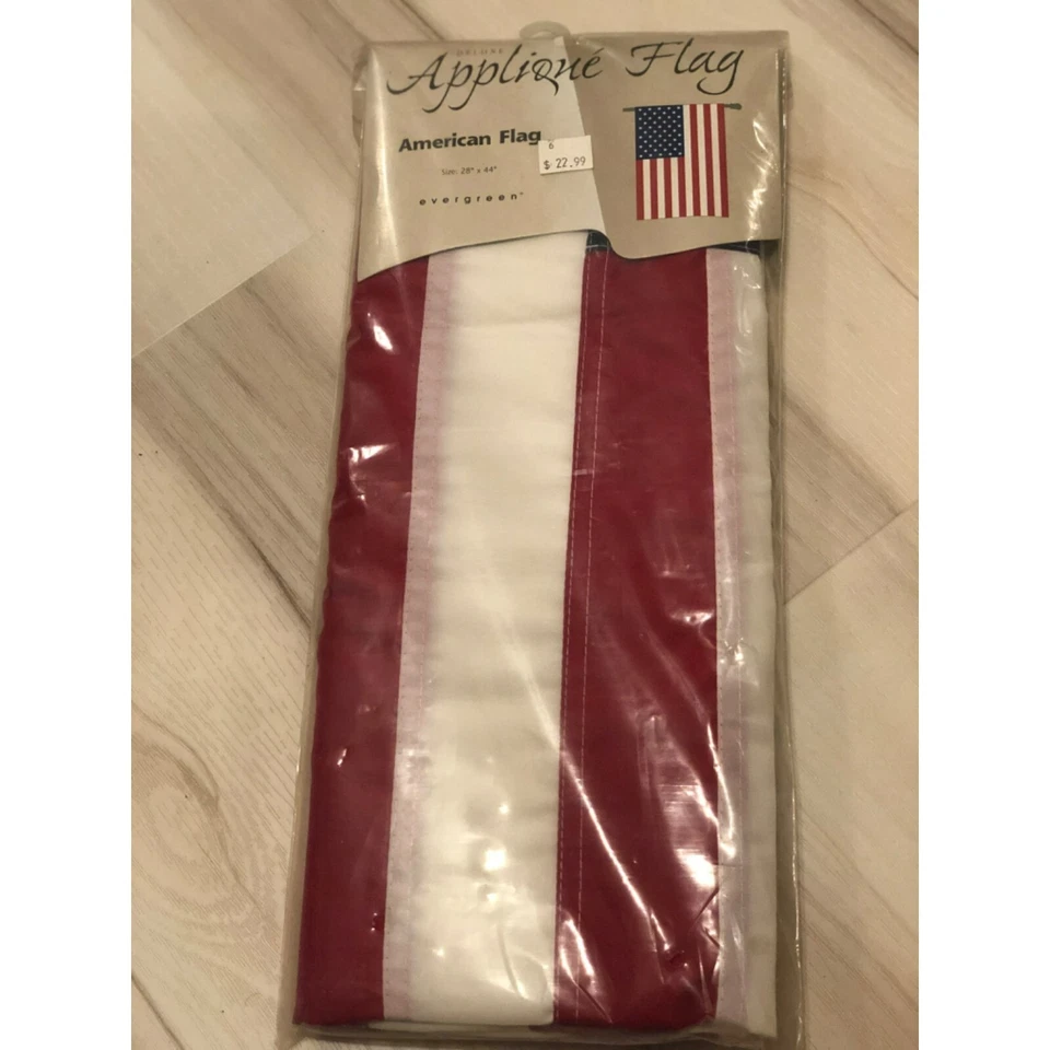 Deluxe Applique American Flag 28" x 44" Evergreen Nylon Patriotic Home Decor - Image 3 of 4