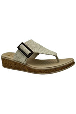 BZees Women's Bay Machine Washable Linen Thong Sandal Natural