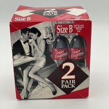New 2 Pack Vintage Leggs Sheer Elegance Pantyhose Off Black Size B Sheer Toe