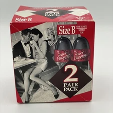 New 2 Pack Vintage Leggs Sheer Elegance Pantyhose Off Black Size B Sheer Toe