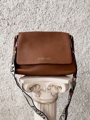 ERMANNO SCERVINO SIGNED BROWN LEATHER MEDIUM SHOULDER BAG