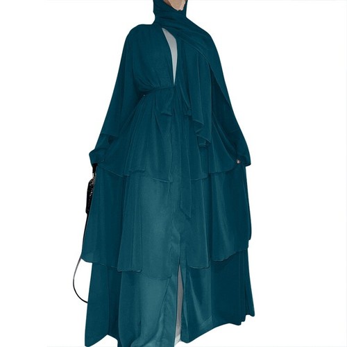 Cárdigan Abaya Abierta Musulmana Dubai Mujeres Kimono Islámico Batas Largas Vestidos de Pavo - Imagen 20 de 46