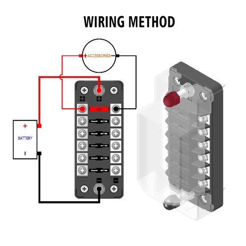 Car Power Distribution 12-24V Blade Fuse Holder Box Block Panel Board 6 WAY bar - Picture 5 of 8